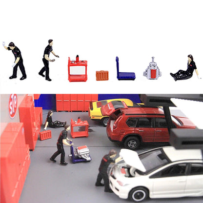 RM 1:64 Automotive Repairman & Tools Micro Mini Figure Model — Diecast Scene Collectible