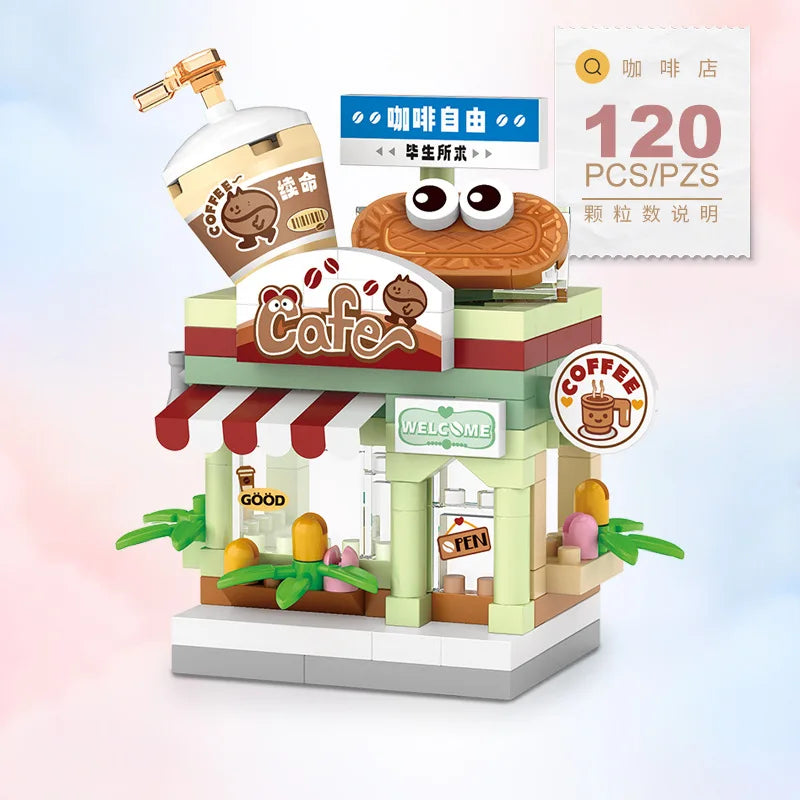Restaurant Dessert Coffee Pet Fruit Store Building Blocks Kit - Street View Food House Model Toy