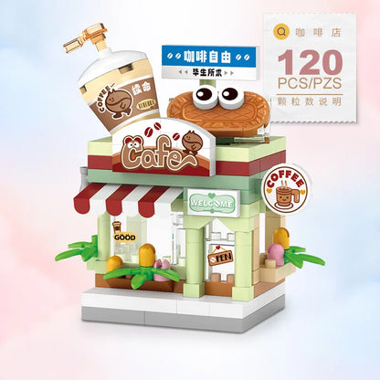Restaurant Dessert Coffee Pet Fruit Store Building Blocks Kit - Street View Food House Model Toy