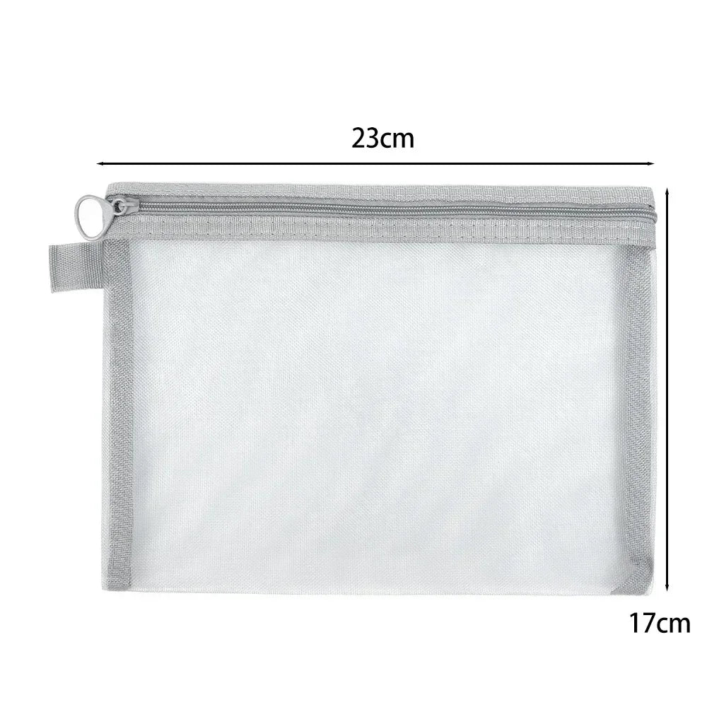 1/3PCS Black Mesh Clear Cosmetic Bag Set Portable Travel Makeup Toiletry Organizer Pouch Storage Case