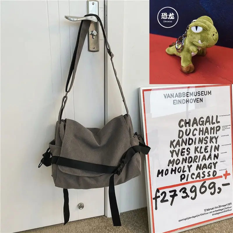Canvas Messenger Bag – Large Capacity Shoulder Crossbody Handbag for Women, Men & Students, Fashion School & Daily Use