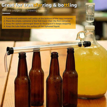 Home Brew Auto Siphon Kit - Wine and Beer Transfer Filler with Racking Cane, 1.2M Hose & Clamps for Bucket, Carboy, Bottle