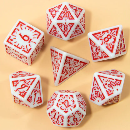 DND Carving Pattern Dice Set - 7Pcs RPG Polyhedral Dice for Board Games, Gifts & Entertainment Accessories