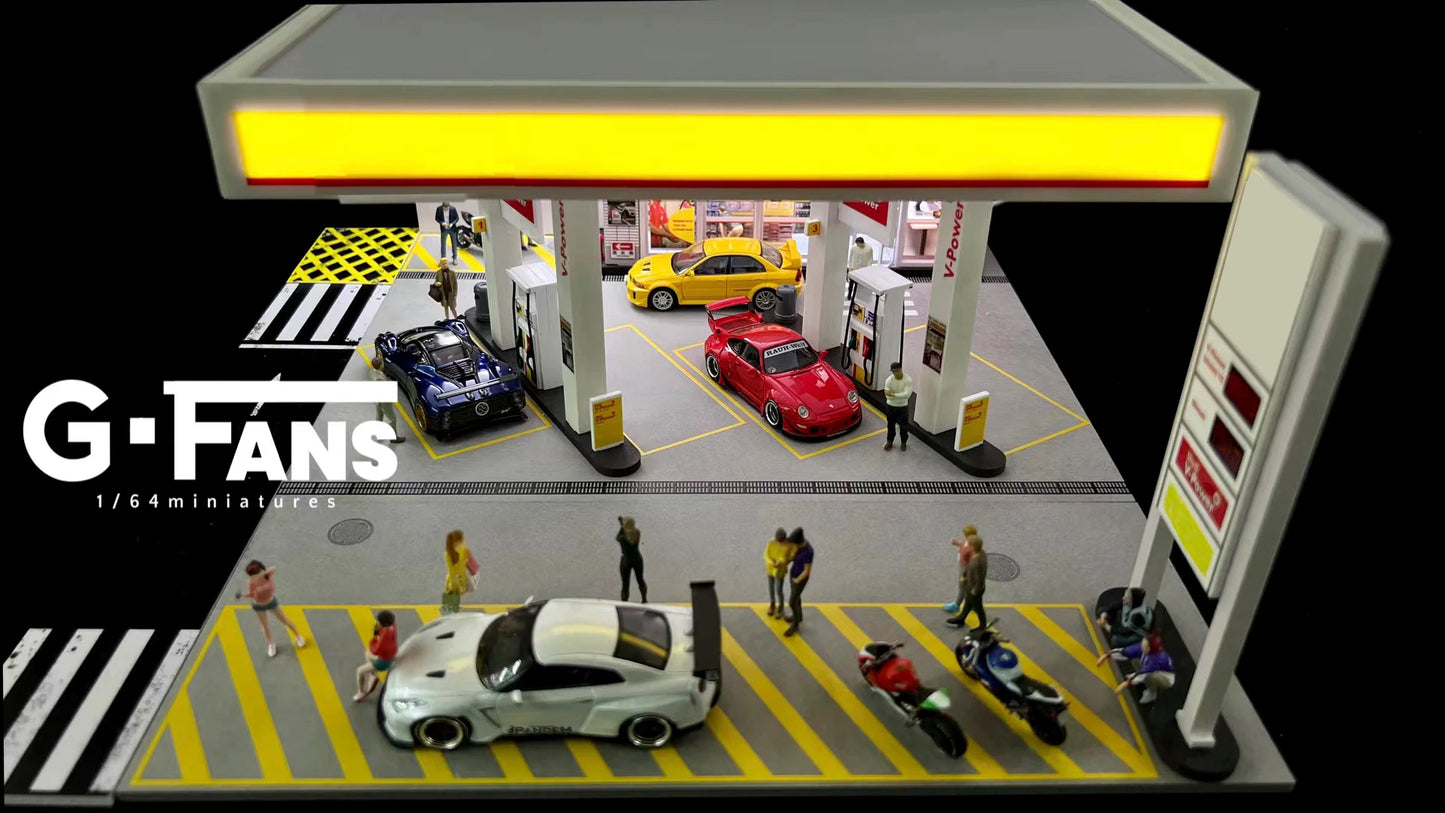 GFans 1:64 Scale Diorama Car Garage Model – LED Lighted Parking Lot DIY City Set for Collection & Display Gifts