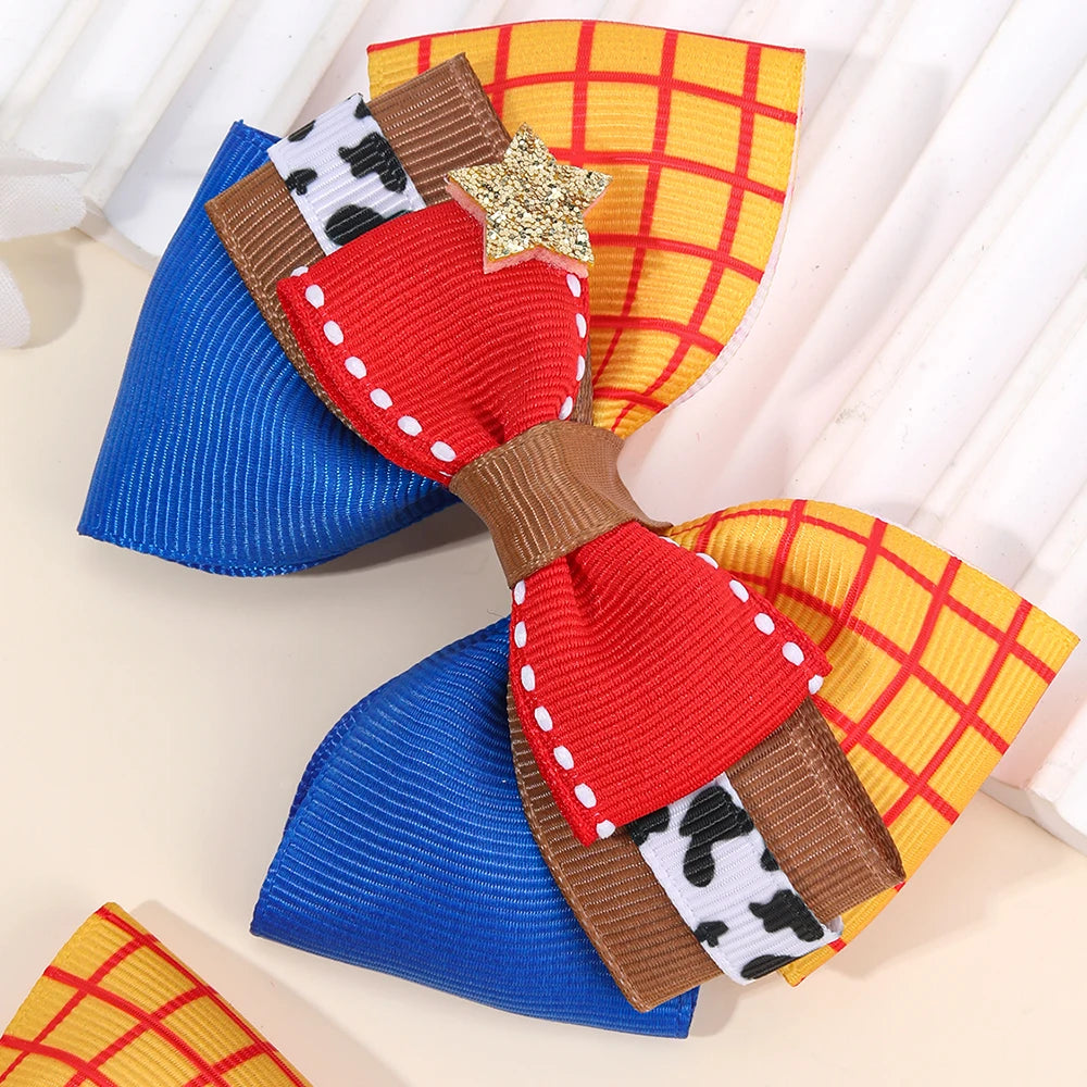 2PCS 3-Layer Bow Hair Clips - Sparkly Star Ribbon Ponytail Hairpins for Girls, Kids & School