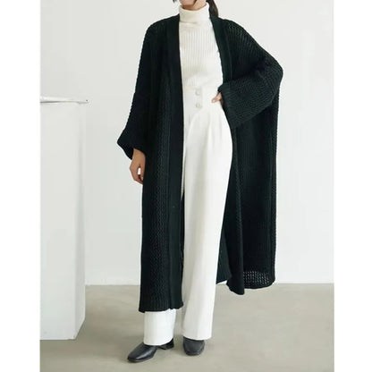 Thick Loose Long Cardigan Sweater Coat – Long Sleeve Warm Knit Outerwear, V-Neck Casual Office Jacket for Women, Fall & Winter