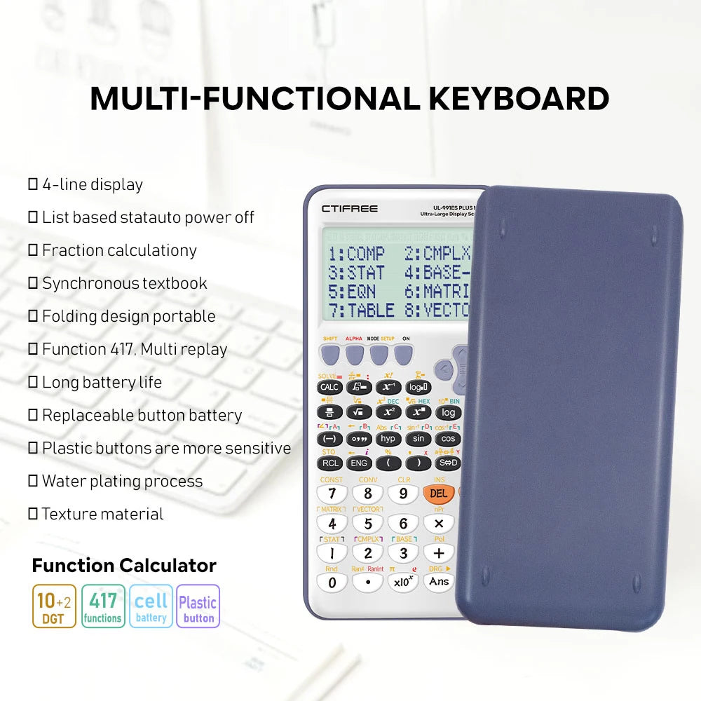 417-Function Scientific Calculator - Large-Screen Water-Based Pen Calculator for Students and Office Use