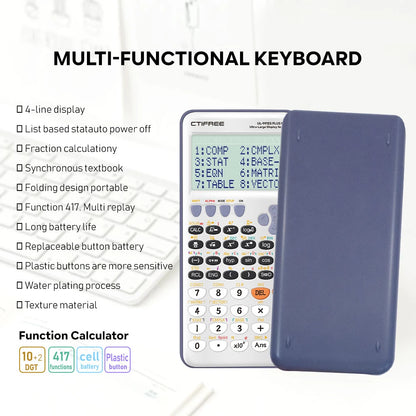 417-Function Scientific Calculator - Large-Screen Water-Based Pen Calculator for Students and Office Use