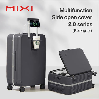 Mixi Aluminum Frame Carry-On Suitcase – 20"/24" Rolling Luggage with USB Port, Cup & Phone Holder