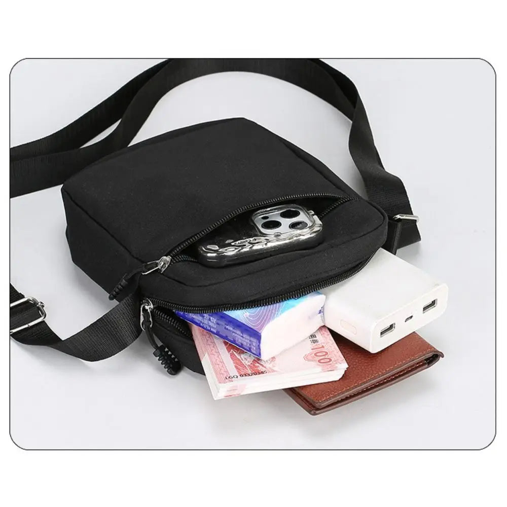 Oxford Mini Shoulder Bag – Durable Black Waist & Mobile Phone Bag for Men