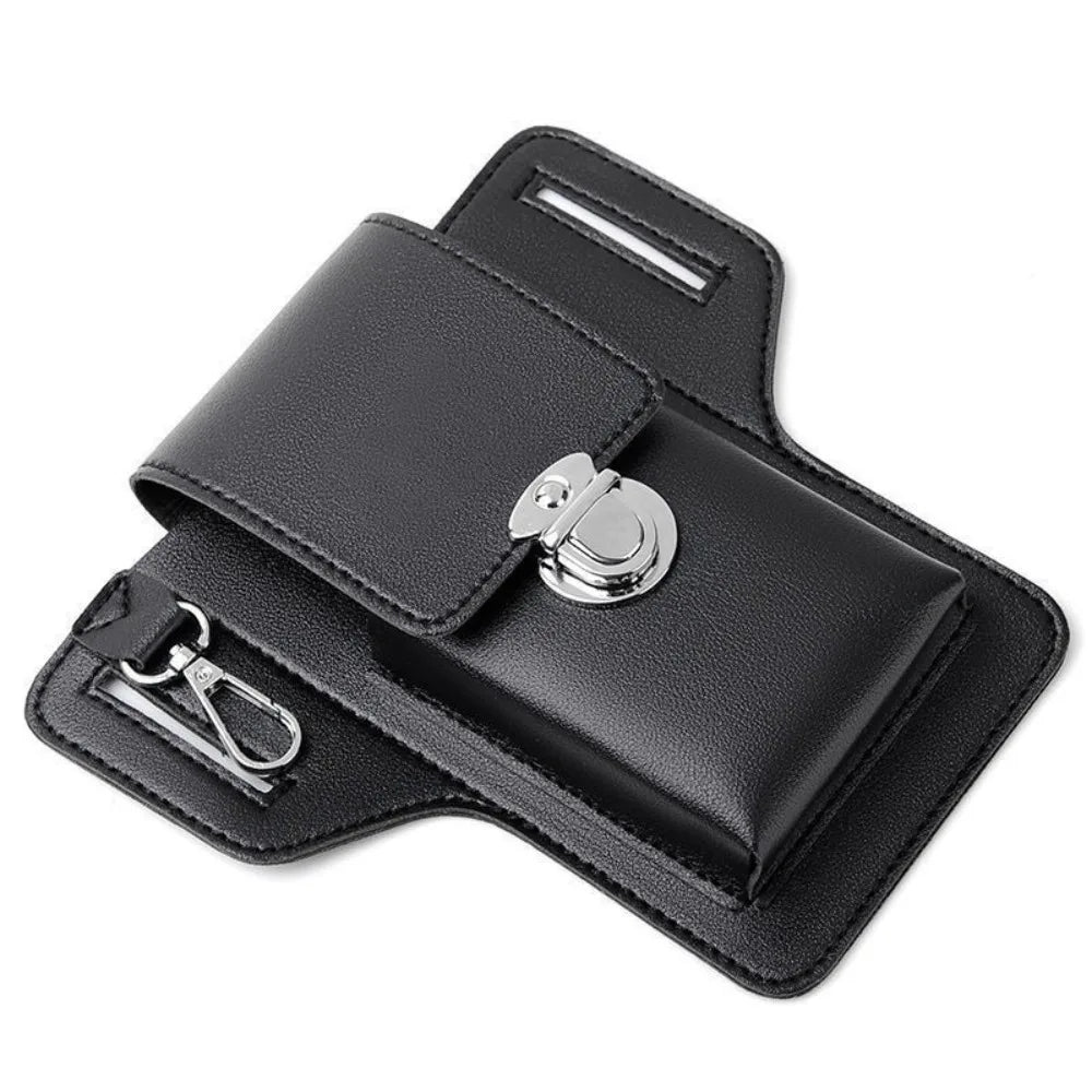 2024 Men’s Leather Belt Phone Waist Pack – Multifunctional PU Card & Key Organizer Portable Waist Bag Gift Idea