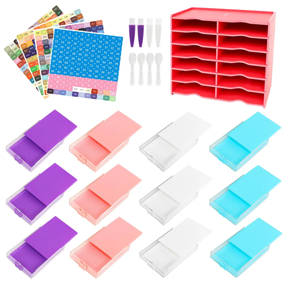 5D Diamond Painting Tool Tray with Rack – DIY Mosaic Embroidery Organizer for Handmade Crafts