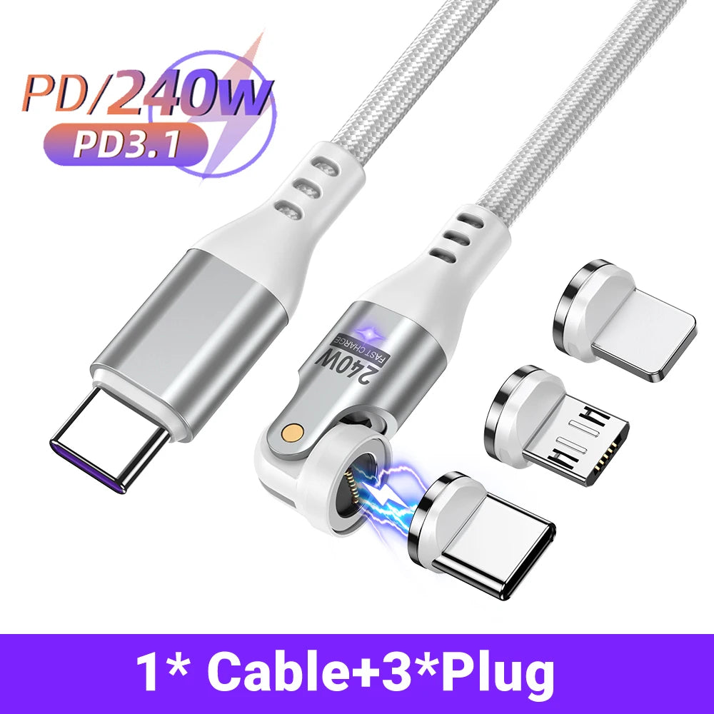 AUFU 240W Magnetic USB-C Cable - 100W PD 3.1 Fast Charging Wire for MacBook, iPad, Laptop & iPhone 15
