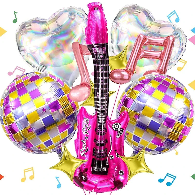 22-Inch 4D Disco Balloons - Retro 80s–90s Hip-Hop Music Party Decorations for Birthdays, Graduations, and Weddings