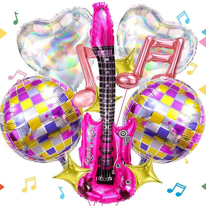 22-Inch 4D Disco Balloons - Retro 80s–90s Hip-Hop Music Party Decorations for Birthdays, Graduations, and Weddings