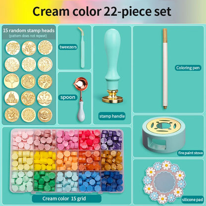 Wax Seal Stamp Kit with Storage Box & Furnace - Craft Supplies for Christmas & Wedding Invitation Decoration