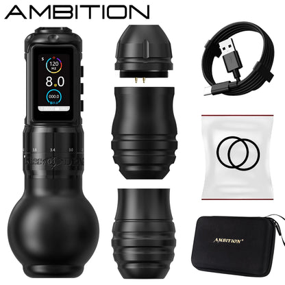 Ambition Traveler-T2 Wireless Tattoo Machine - Adjustable Stroke Tattoo Pen with 2000mAh Battery