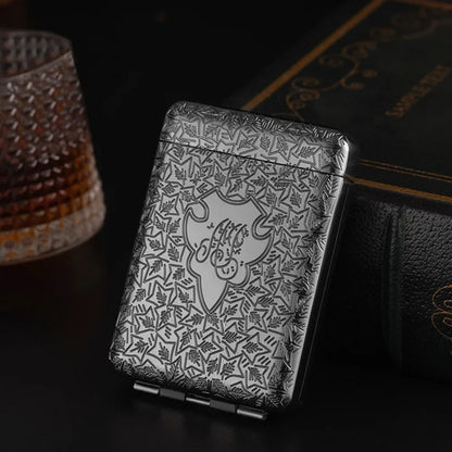 Vintage Engraved Cigarette Case - 16-Piece Capacity Pocket Tobacco Storage Box, 84mm Smoking Accessory Holder