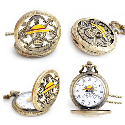 One Piece Anime Pocket Watch – Vintage Bronze Fashion Toy for Kids, Birthday Gift