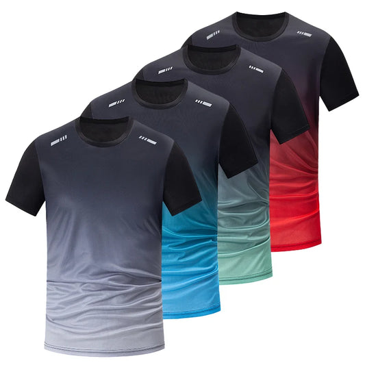 4/1 Pack Men's Gradient Quick-Drying Sports T-Shirts – Multi-Size Mixed-Color Short Sleeve for Running & Fitness