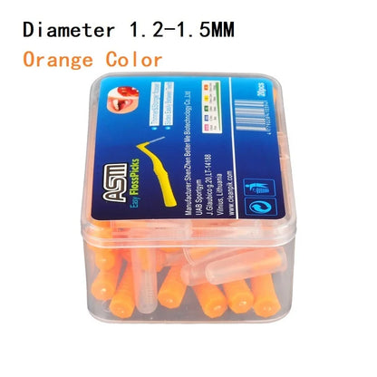 20-Piece L-Shaped Interdental Brushes – Push-Pull Orthodontic Toothpicks for Teeth Cleaning and Oral Hygiene