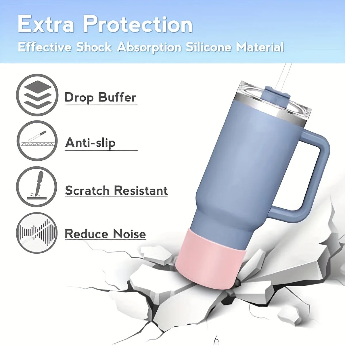 2PCS Silicone Boot Sleeve Covers – Bottom Protectors for Stanley 20/30/40oz Tumblers & Water Bottles