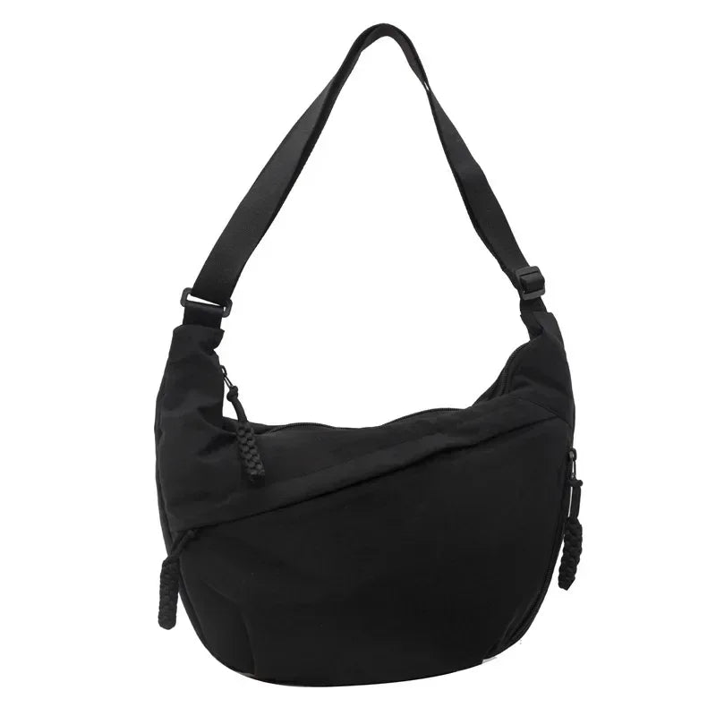 Trendy Women’s Soft Cloth Shoulder Bag | Solid Color Casual Crossbody & Hobo Bag for Students