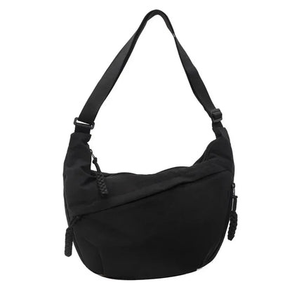 Trendy Women’s Soft Cloth Shoulder Bag | Solid Color Casual Crossbody & Hobo Bag for Students