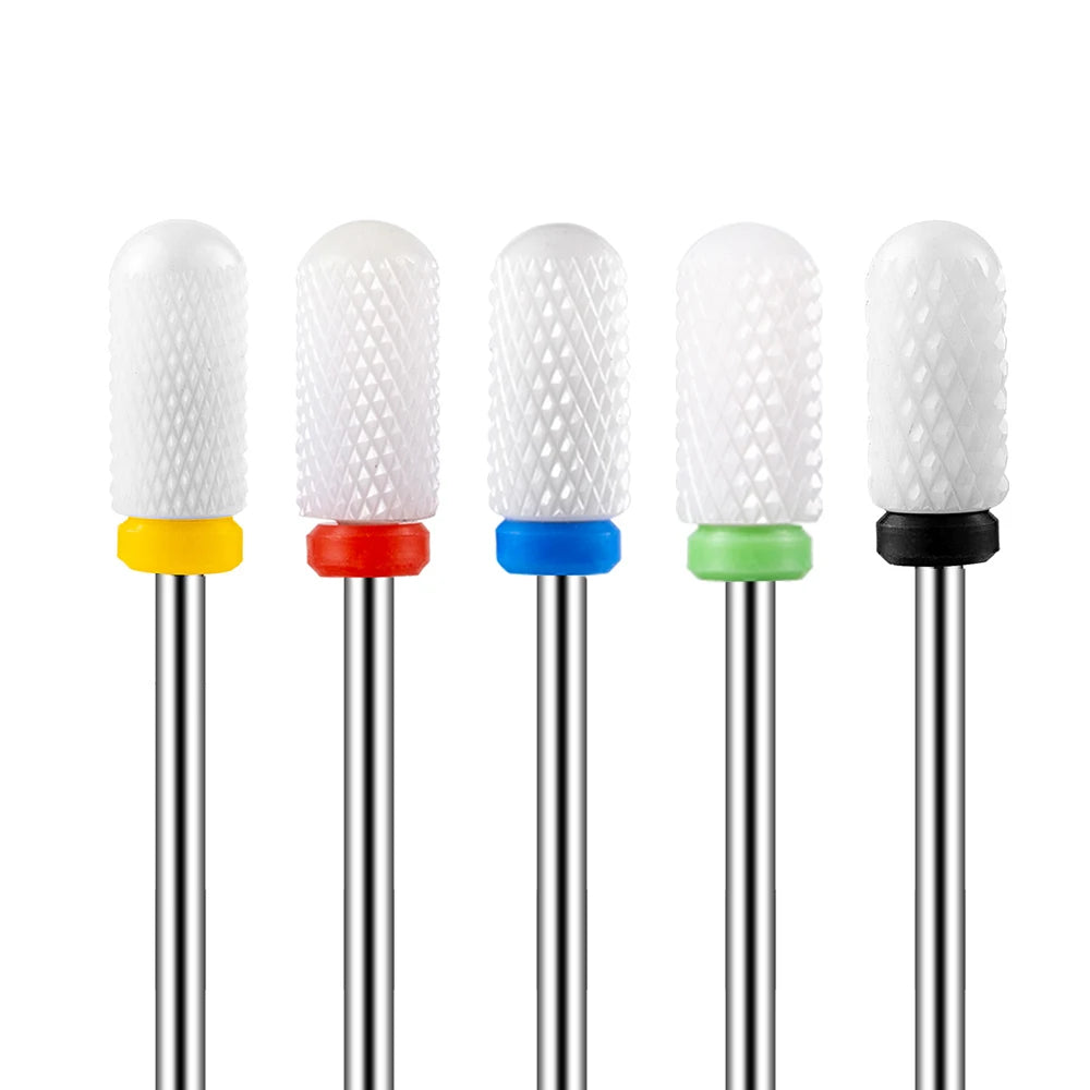 5PCS Ceramic Nail Drill Bit Set - Electric Milling Cutter Bits for Manicure & Pedicure Nail Machine Accessories