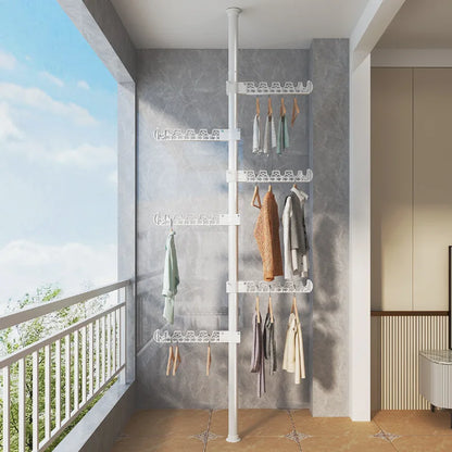 Carbon Steel Floor-to-Ceiling Drying Rack — No-Drill Expandable Clothes Hanger for Home, Bedroom & Balcony