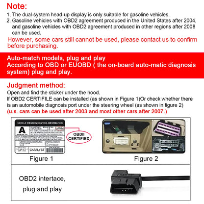 Enhanced Driving Experience with HUD OBD2+GPS On-board Computer: Head-up Display Car Tachometer with Turbo, Oil Pressure, Water Temp, and GPS Speedometer - Perfect for Gasoline Cars