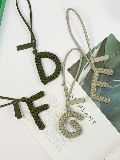 Woven Leather Letter Bag Charm – Luxury Handwoven Pendant Ornament for Women’s Handbags, Fashionable Bag Decoration Accessory