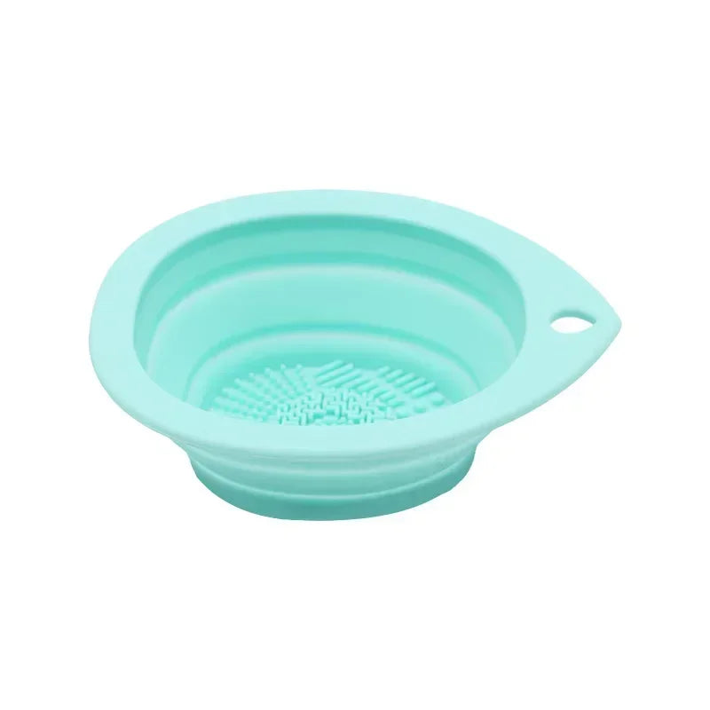 Silicone Makeup Brush Cleaner Bowl – Folding Powder Puff & Eyeshadow Brush Washing Mat, Soft Beauty Scrubber Tool