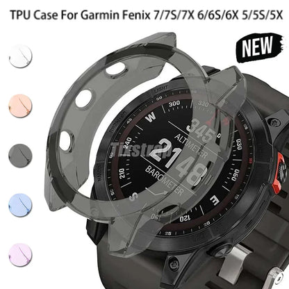 Transparent TPU Protective Case for Garmin Fenix 5/6/7 Series – Soft Slim Watch Cover