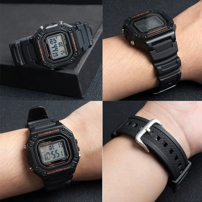 Rubber Silicone Watch Band for Casio F-108WH W-216H W-218H W-215 W-752 W-S200H SGW-400/500H - Waterproof Resin Replacement Strap