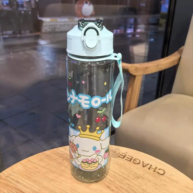 Kuromi Water Cup with Straw — Large Capacity Cute Cartoon Print Bottle, Unique Aesthetic Design for Office, Home, or Gift
