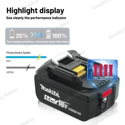 100% Original Makita 18V Lithium Battery – 6Ah/5Ah/3Ah Compatible with DTW700, DDF487, DTD173, DGA404, HR140D, DJV182 Tools