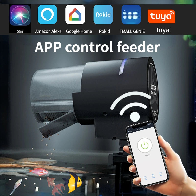 Automatic Aquarium Fish Tank Feeder – WiFi Wireless Smart App & Voice Control with Timing & Remote Feeding