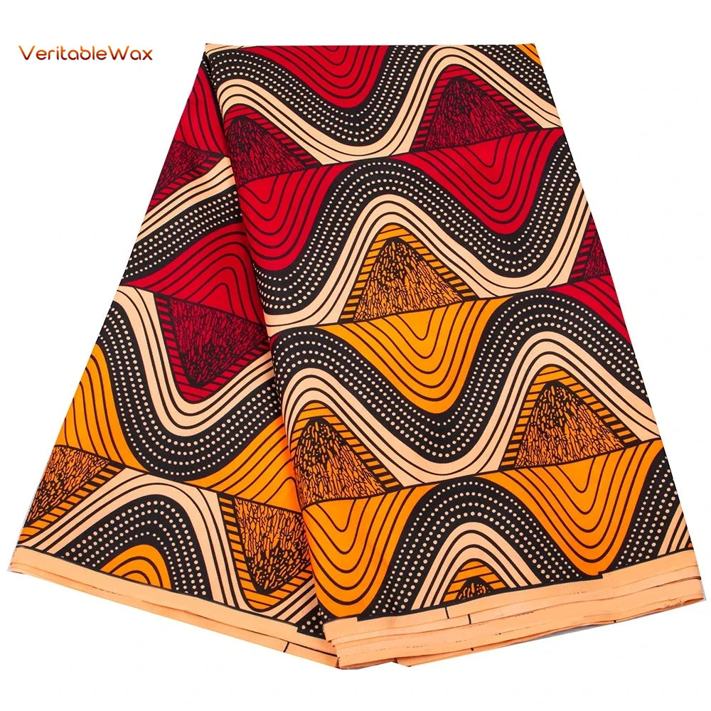 Ankara African Wax Print Fabric - Batik Pagne Polyester Material for DIY Sewing, Patchwork & Wedding Dress Craft