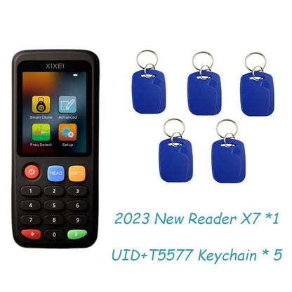 X7 RFID Smart Card Reader and Copier - 125kHz ID and 13.56MHz NFC Chip Writer for NTAG213/215 Cards and Tags