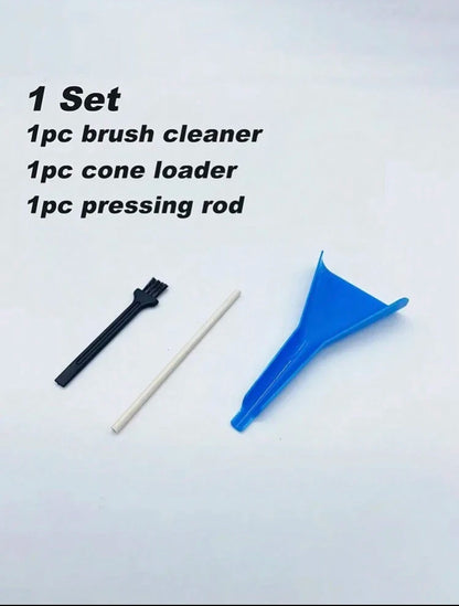 Pre-Rolled Cone Loader Set - Tobacco Filling Funnel Tool with Cleaning Brush & Press Rod