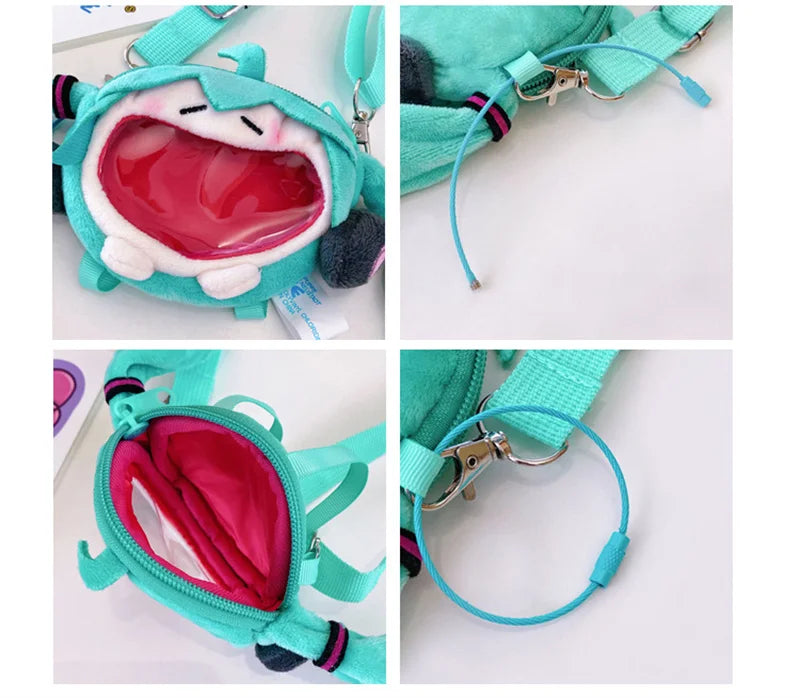 Hatsune Miku Coin Purse Shoulder Bag – Kawaii 14cm Plush Headphone Bag, Cartoon Crossbody Keychain Pendant, Perfect Girl Gift