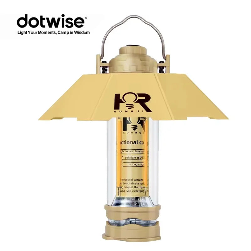 DOTWISE 3000mAh Retro Camping Lantern - Portable Waterproof Outdoor Tent Light & Decorative Atmosphere Lamp
