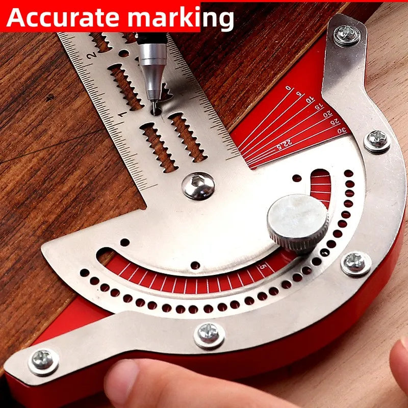 Stainless Steel Woodworker's Edge Ruler | Protractor Angle Precision Carpenter Measuring Tool