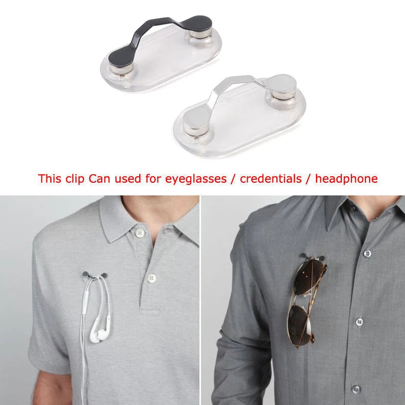 Magnetic Sunglasses Holder Clip - Multi-Purpose Glasses, Badge, Headset and Brooch Hanging Hook