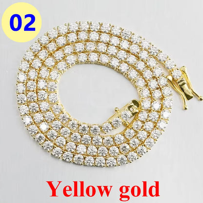 3–6.5MM D Color Moissanite Tennis Bracelet & Necklace Set – Hip Hop S925 Sterling Silver White Gold Plated Jewelry for Men & Women