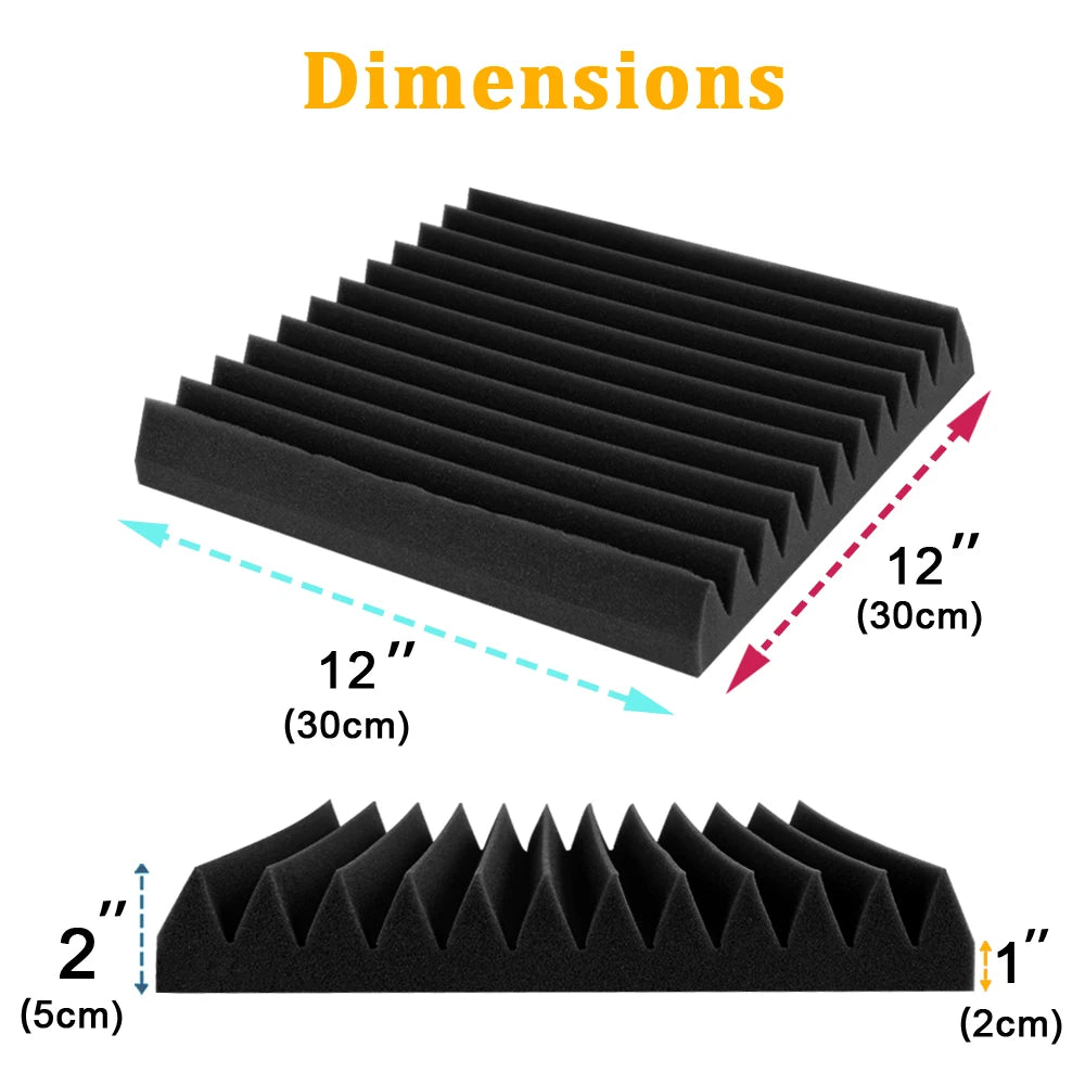12 Pack Soundproof Foam Panels – Acoustic Sound Absorbing Pads for Studio, KTV, Home & Wall Insulation