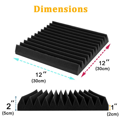 12 Pack Soundproof Foam Panels – Acoustic Sound Absorbing Pads for Studio, KTV, Home & Wall Insulation