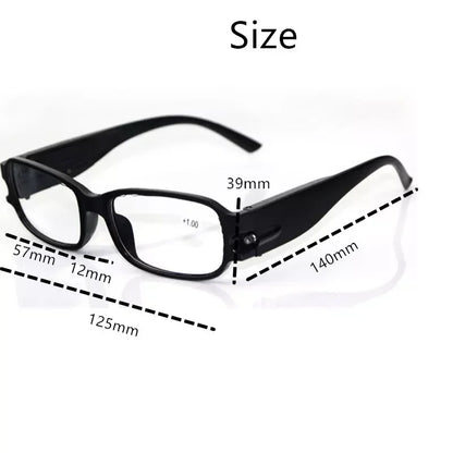 Unisex LED Reading Glasses – Light-Up Night Presbyopic Eyeglasses for Men & Women, Multi-Strength Magnifier Spectacles