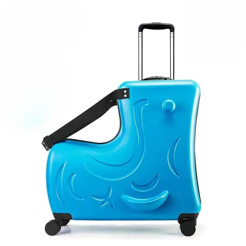 Kids Scooter Ride-On Suitcase – 360° Wheel Luggage with Pedal, Handrail, Removable Seat Belt, 20/24 Inch Cabin Bag